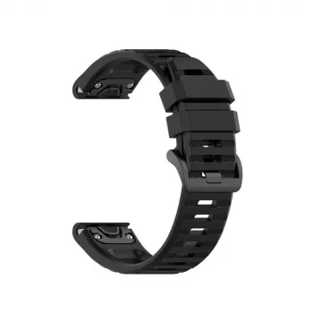 Silicone strap FIXED for Garmin QuickFit 26mm Black — replacement watch band 26 mm