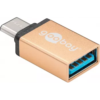 Wentronic Goobay USB-C™ Adapter - USB 3.0 A-Socket, Gold - for connection between USB-C™ and USB-A Devices (56622)