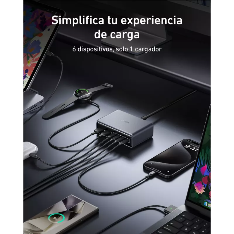 Charger GeNPrime 200W GaN 4xUSB-C 2xUSB-A Black