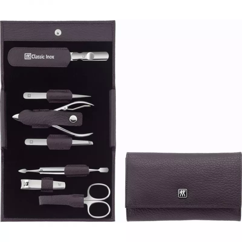 ZWILLING Classic Stainless Steel 97646-008-0 travel manicure set, purple case, 7 pieces