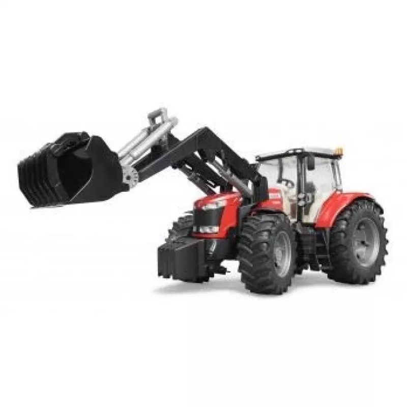 Toy tractor BRUDER Massey Ferguson 7624 with frontloader, red, for ages 3+