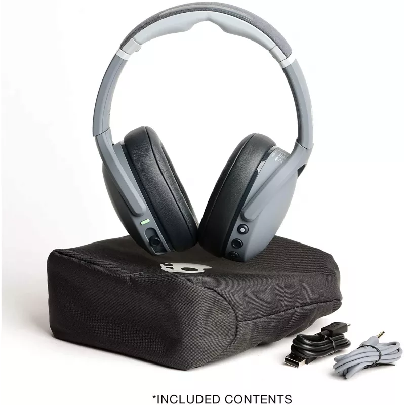 Headphones Skullcandy Crusher Evo — wired & Bluetooth, grey, 40 h playback, USB-C, AUX, foldable