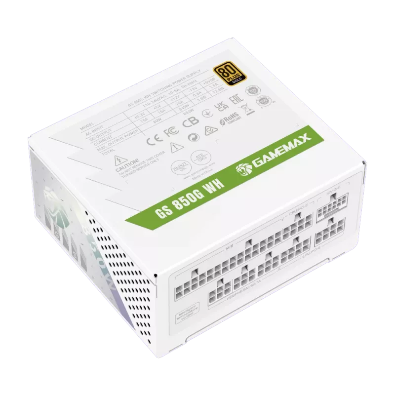 Gamemax Power Supply, 80 PLUS, Gold | GS 850G WH | 850 W