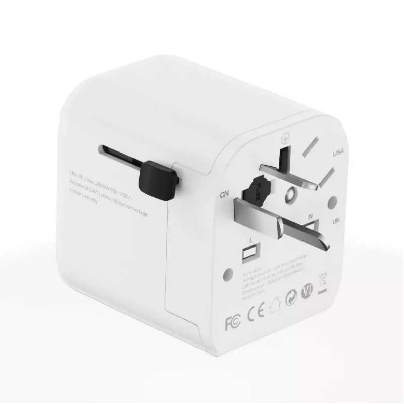 Universal travel adapter GEMBIRD TPA-EU2A12-01-W 12W USB power adapter for international outlets