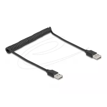 Coiled Cable DeLOCK EASY-USB 2.0 Type-A male to Type-A male 0.5m to 0.8m black