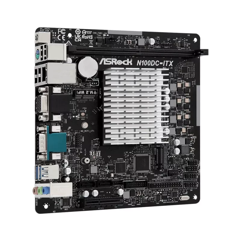 ASRock N100DC-ITX - Intel Quad-Core Processor N100 (up to 3.4 GHz) DDR4- 2 SATA3, Supports Intel Turbo Boost Technology Mini ITX (280) Motherboards