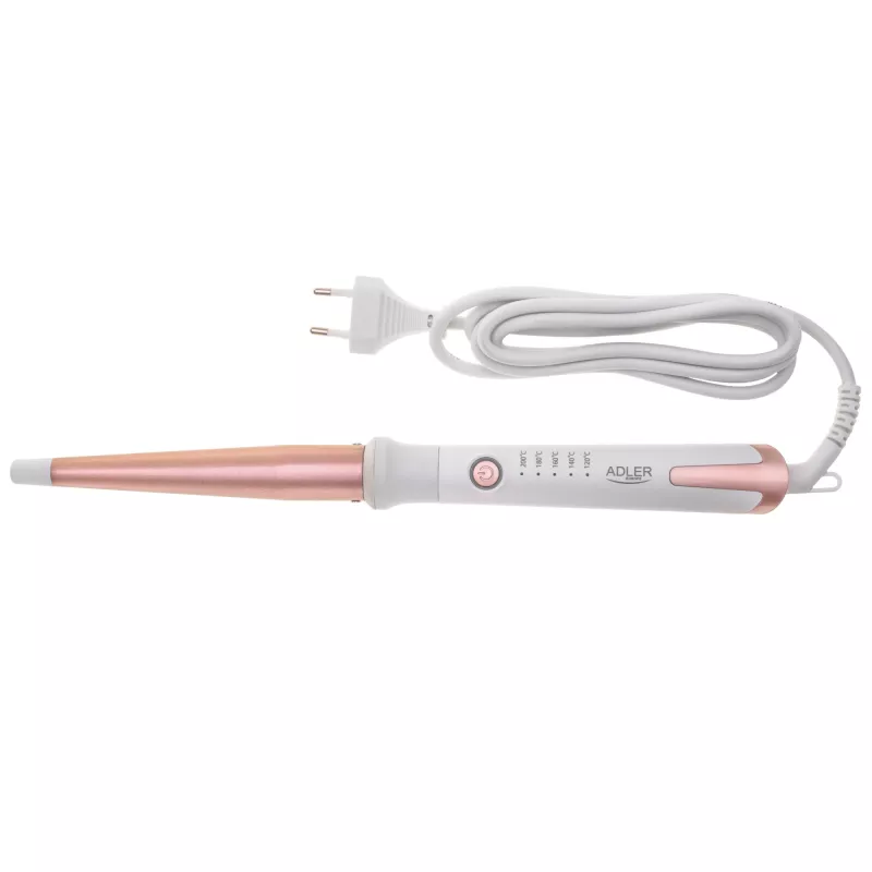 Curling iron Adler AD 2119 — tapered 12–25 mm ceramic barrel, adjustable 120–200 °C, 45 W, pink