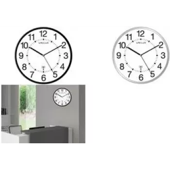 Wall clock unilux MAXI WAVE, radio-controlled, 400 mm diameter, silver, large numerals