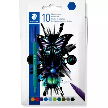 Fineliner pens Staedtler 326 C10 E1, ultra fine 1 mm tip, assorted colours, pack of 10