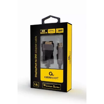 Video cable adapter Gembird CC-DPM-DVIM-4K-6 — DisplayPort to DVI, 1.8 m, 4K, black