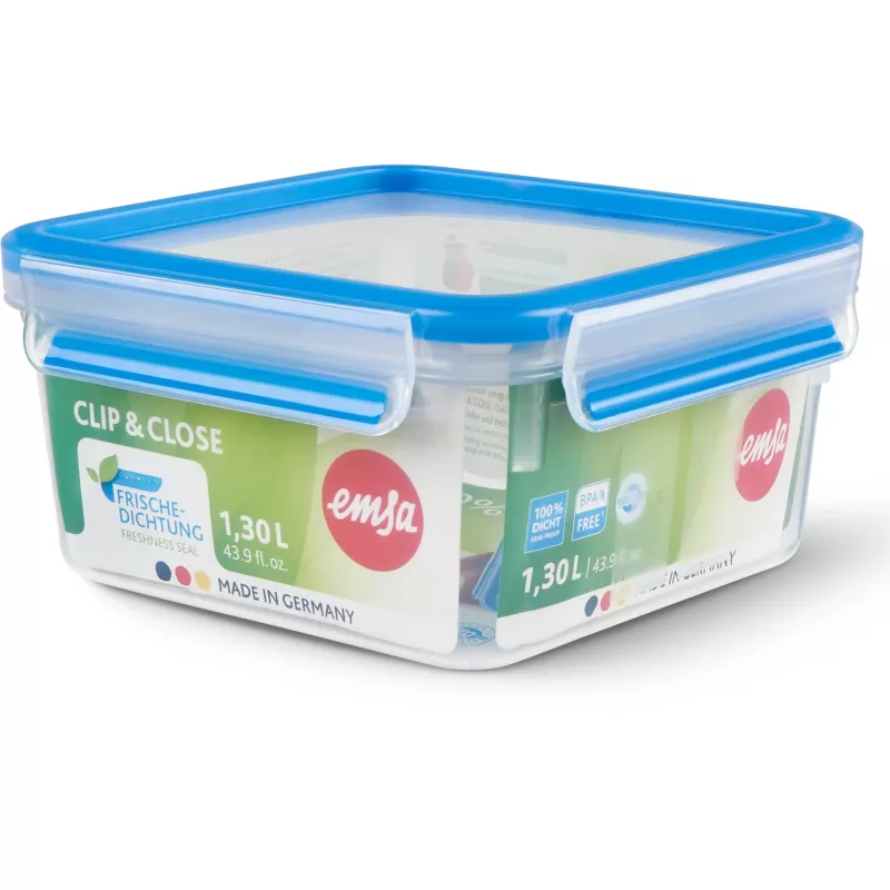 Food storage container EMSA Clip&Close 1.3 L square airtight BPA-free, model 3110600387