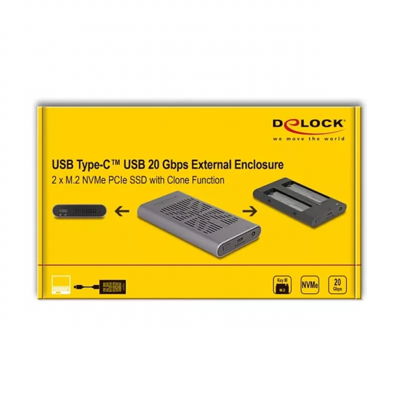 SSD enclosure DeLOCK 42027 Grey M.2 10 Gbit/s USB Type-C