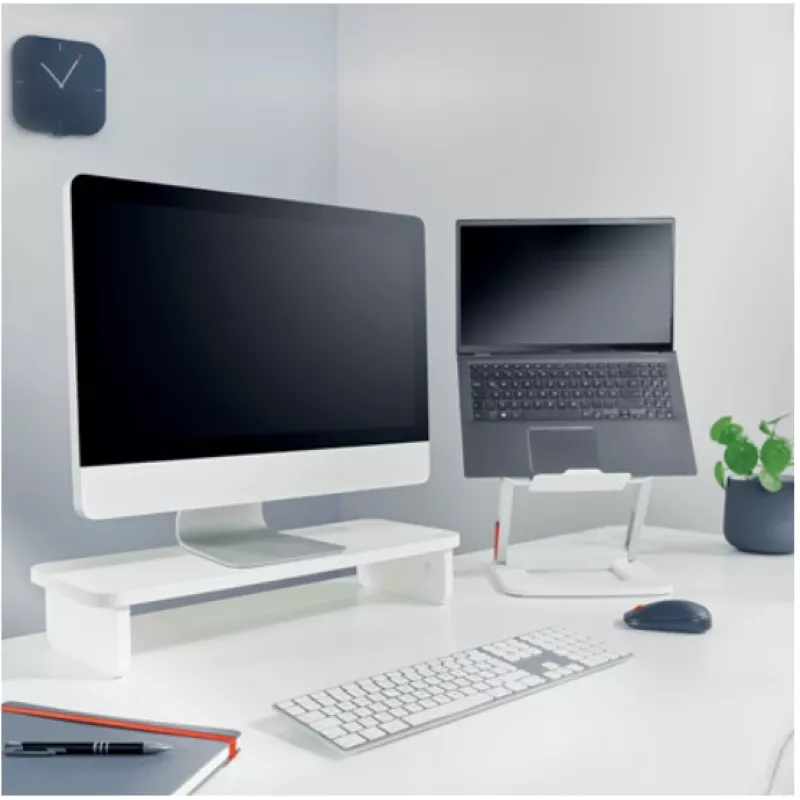 Monitor mount LEITZ Freestanding 64340001 — desk stand for 61 cm (24 inch) screens, 20 kg capacity, height adjustable, white
