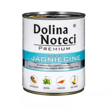 Wet dog food Dolina Noteci Premium Lamb 800 g can — grain-free, adult dogs, protein 12%, moisture 77%