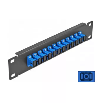 Fiber Optic Patch Panel DeLOCK 10 inch 12 Port SC Simplex blue 1U black