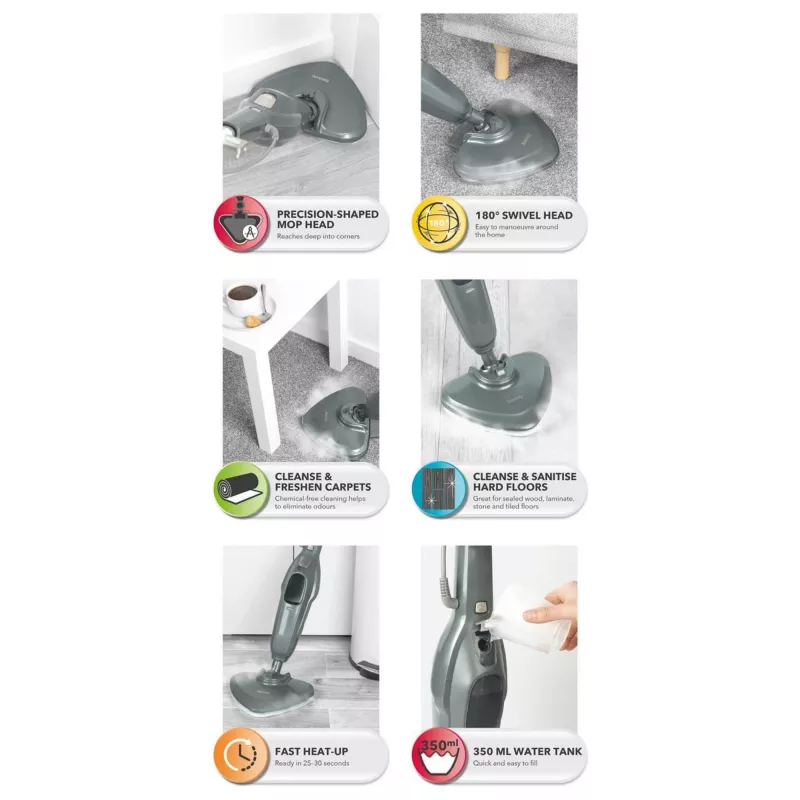 Beldray BEL01986VDER Clean and Refresh Steam Cleaner
