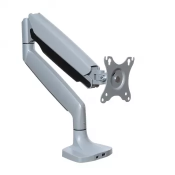 Monitor desk mount ART RAMM L-35HD for 17–45 inch screens, gas spring, clamp, USB-C & USB-A, up to 27 kg