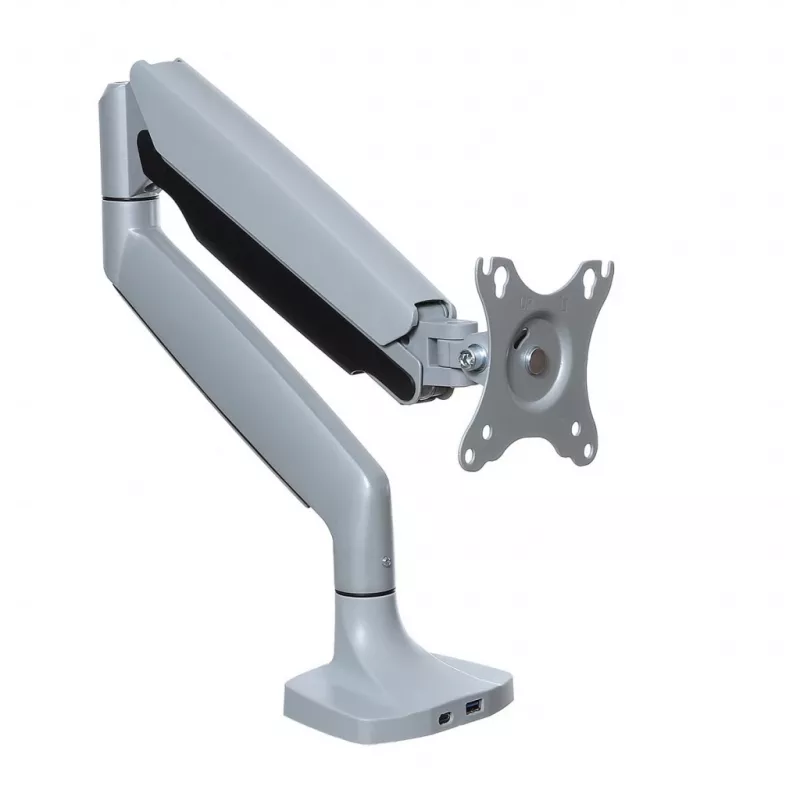 ART RAMM L-35HD Gas Spring Desk Mount for 1 Monitor 17-45 inch, USB-A and USB-C
