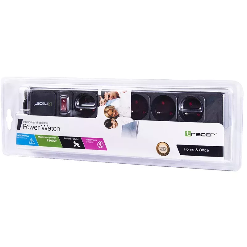 Tracer PowerGear Black 5 AC outlets 1.5 m 2300 W
