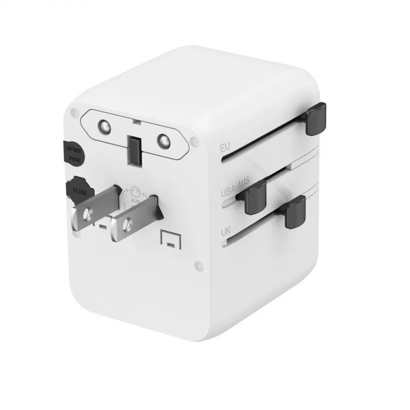 Travel power adapter GEMBIRD TPA-1A2C20-01-W — 20 W, USB-A (18 W) + 2× USB-C (20 W), Type E plug, white