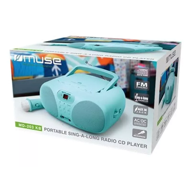 Muse MD-203 KB portable stereo system Analog FM Blue