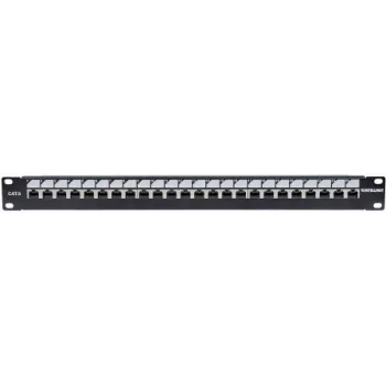 Intellinet Patch Panel, Cat6, UTP, 24 Port, 1U, Locking Function, Top Entry Punch Down, Black