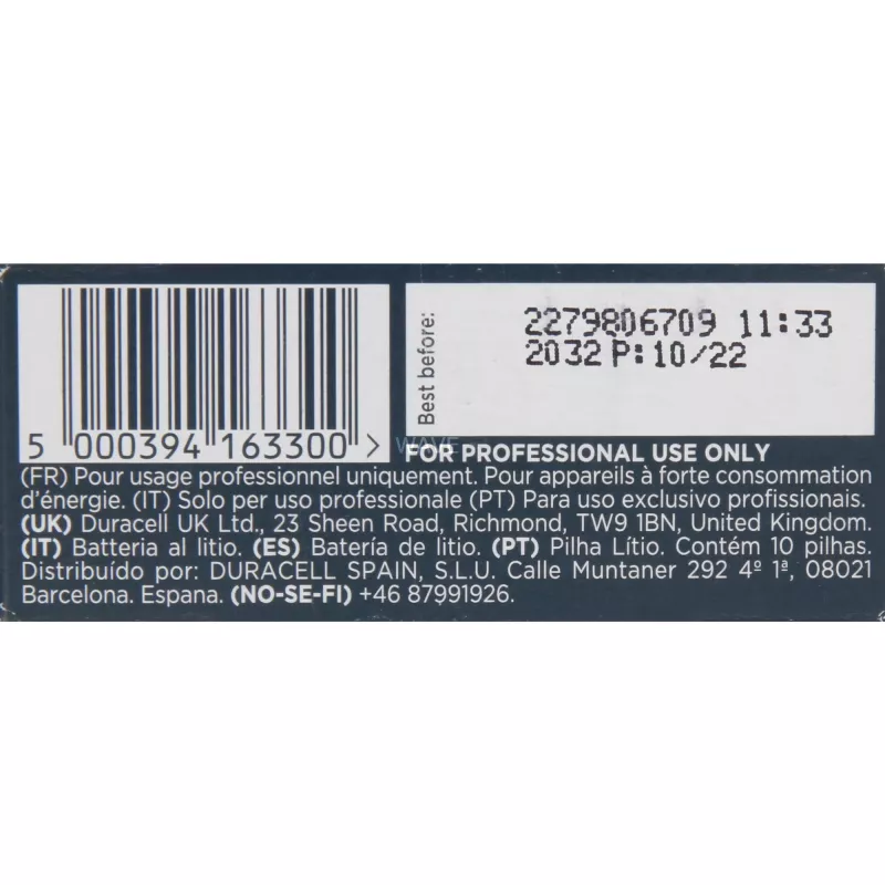 Lithium battery Duracell CR2 3V (model 163300) for cameras and electronics