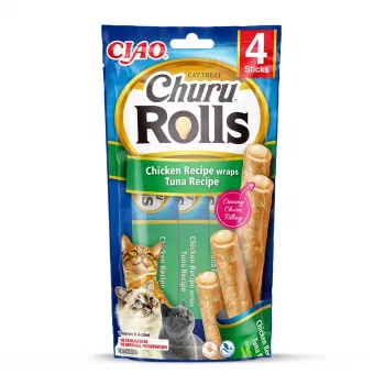 INABA Churu Rolls Chicken recipe wraps Tuna recipe - cat treats - 4x10 g
