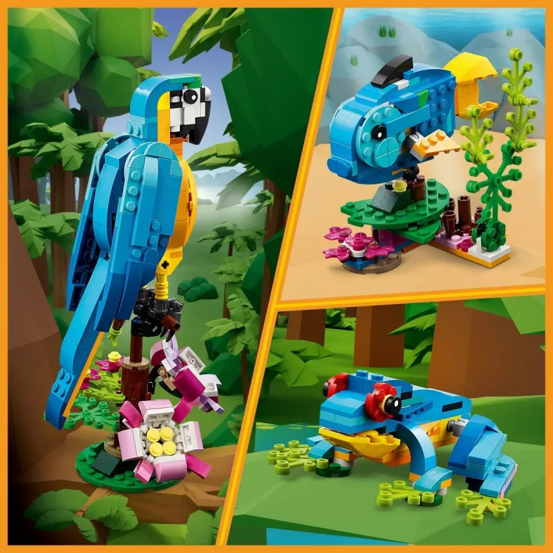 LEGO building set Exotic Parrot 31136 — Creator display model, 253 pieces, 220×120×110 mm