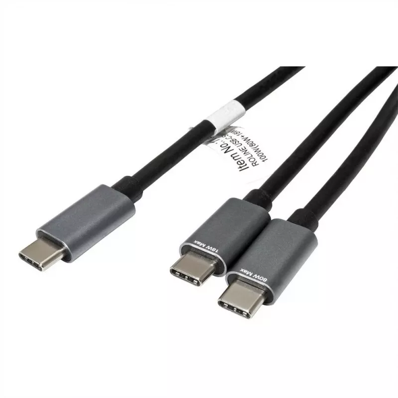 ROLINE - USB Cable - 24 pin USB-C (M) to 24 pin USB-C (M) - USB 2.0 - 1.85 m - USB-Power Supply (100 W) - Black (11.02.8308)