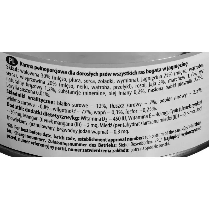 Dolina Noteci Premium Rich in lamb wet dog food 800 g