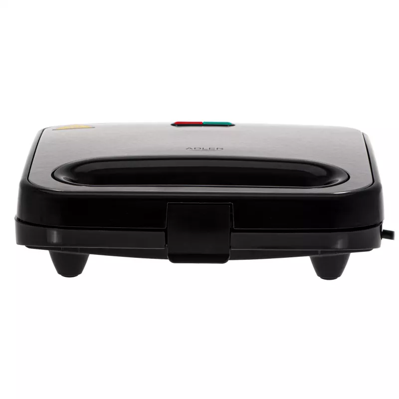 Sandwich maker Adler AD 3076 — 1000 W compact countertop sandwich press, black/silver