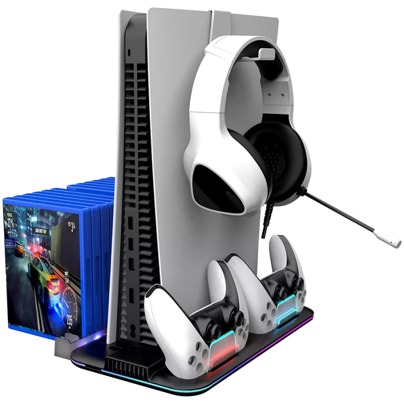 Cooling stand CANYON CS-51 RGB for PS5 Slim Black with dual controller charging
