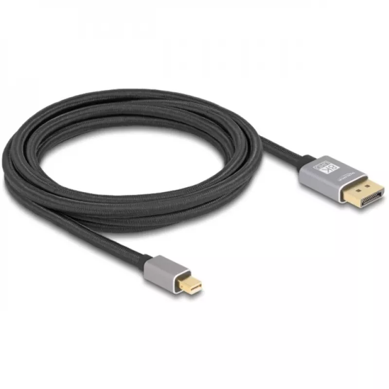 Delock - DisplayPort-Cable - Mini DisplayPort (M) to DisplayPort (M) - DisplayPort 1,4 - 3,0m - Support of 8K 60 Hz - Black, Grey (81093)