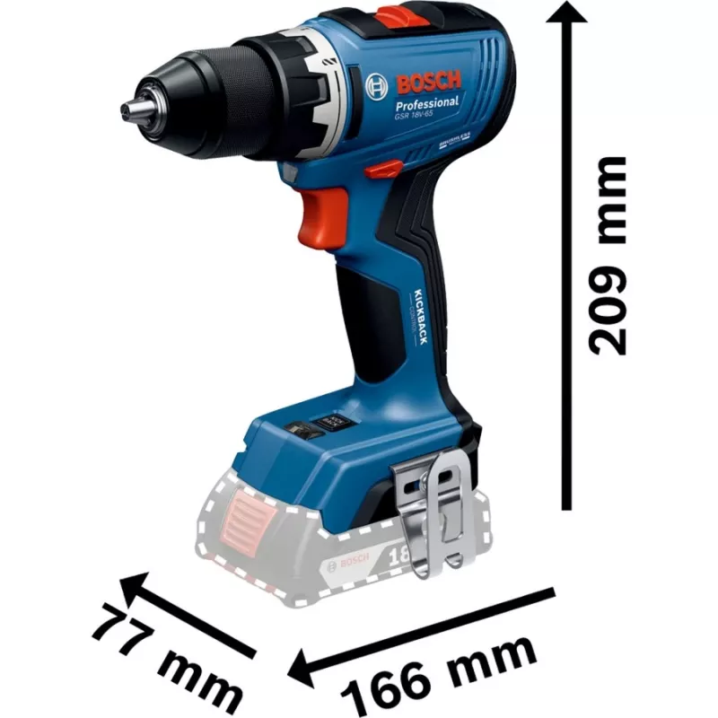 Cordless Drill Driver Bosch GSR 18V-65 with 2x 4.0Ah batteries