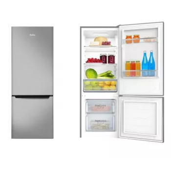 Freestanding fridge-freezer AMICA KGCL 384 160 E, total 205 L, fridge 153 L, freezer 52 L, bottom freezer, stainless steel
