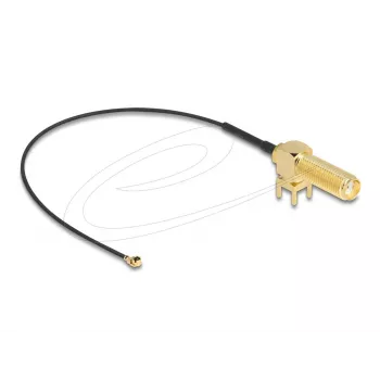 DeLOCK Antenna Cable SMA 90° PCB jack bulkhead coaxial cable 0.15 m I-PEX MHF1 Black Gold