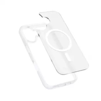 Crong Hybrid Matte Magnetic MagSafe Case for iPhone 17 — Translucent White, PC+TPU