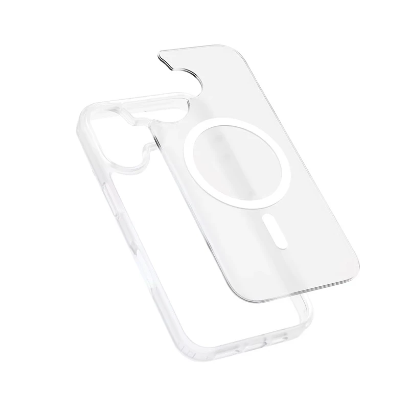 Crong Hybrid Matte Magnetic MagSafe Case for iPhone 17 — Translucent White, PC+TPU