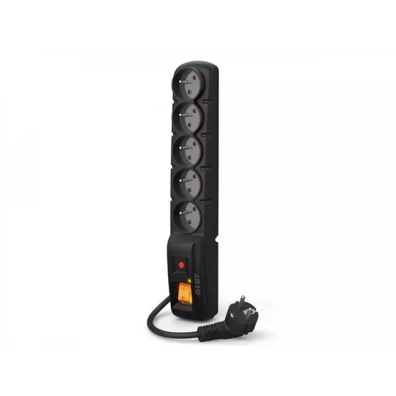 power strip with switch : 5 outlets, cable of 5 M, black