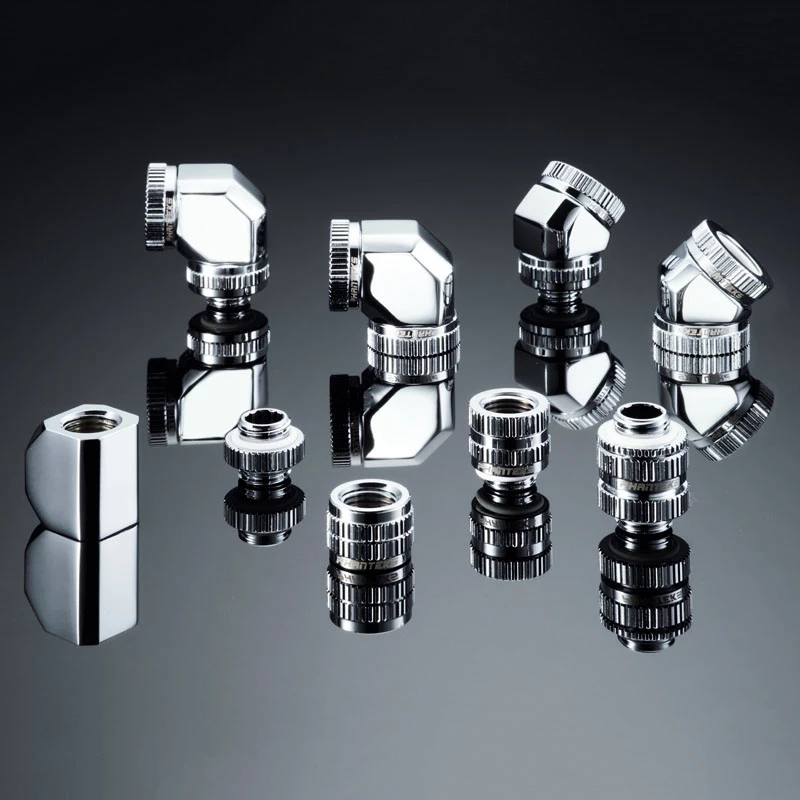 Compression fitting PHANTEKS Glacier M-F G1/4 CHROM swivel — PH-RA_CR_MF