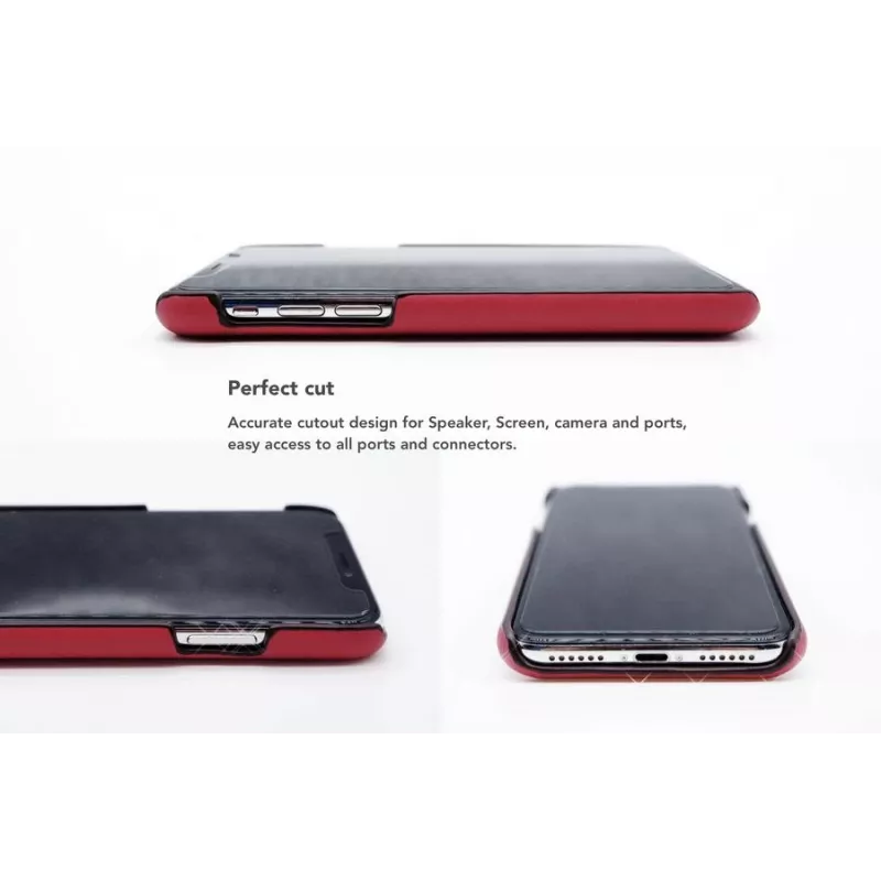 Card Slot Back Shell VixFox for iPhone X/XS — ruby red, rear cover with integrated card pocket