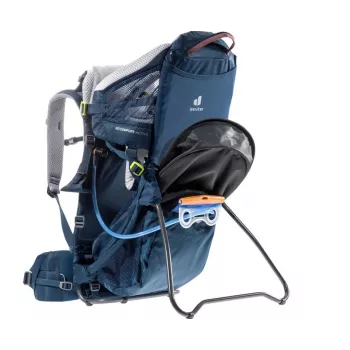 Baby carrier backpack DEUTER Kid Comfort Active — blue, polyamide, up to 22 kg, sunshade, footrest, VariQuick, Lite Air