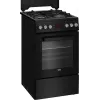 Freestanding cooker BEKO FSM52331DBDS, gas hob 4 burners (2900/2000/2000/1000 W), electric oven 60 L, 60 cm, energy class A, black