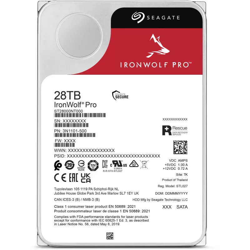 Seagate IronWolf Pro ST28000NT000 internal hard drive 28 TB 7200 RPM 512 MB 3.5 inch Serial ATA III