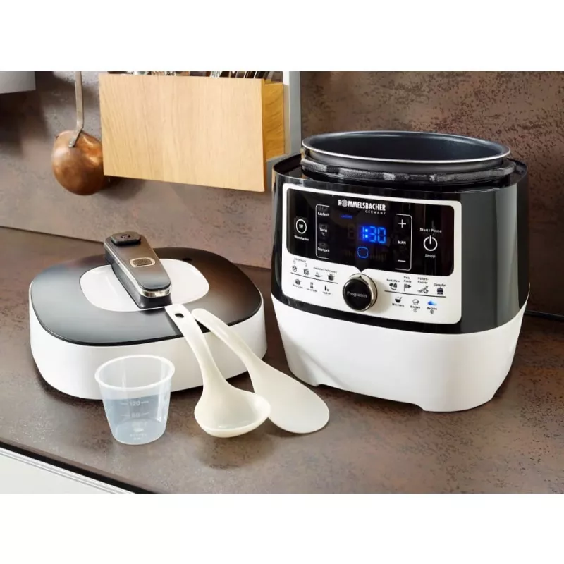 Electric pressure cooker Rommelsbacher MD 1000 – 4 L, 1000 W, 14 programs, white/black