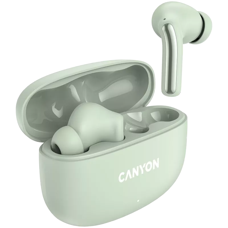 Canyon TWS-9 CNS-TWS9G Headphones – True Wireless – Bluetooth 5.4 – In-Ear – 6h + 30h Laufzeit – USB-C Ladecase – Touch-Steuerung – Green