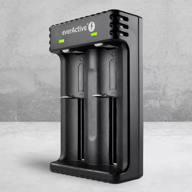 Battery charger everActive LC200 household USB, 2-bay, Li-Ion, supports A/AA/AAA/AAAA/C/D, 5 V input, 4.2 V output, black