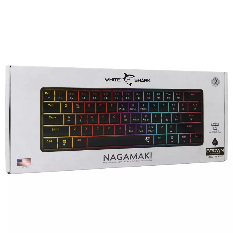 Mechanical keyboard White Shark Nagamaki GK-006131 Black US layout Brown switches