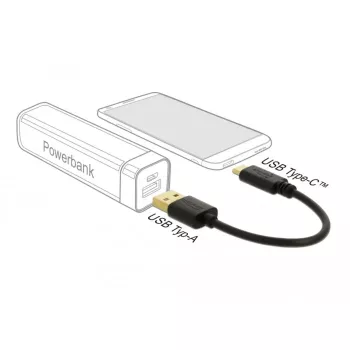 USB Charging Cable DeLOCK 80954 Type-A to USB Type-C 3 A 15 cm